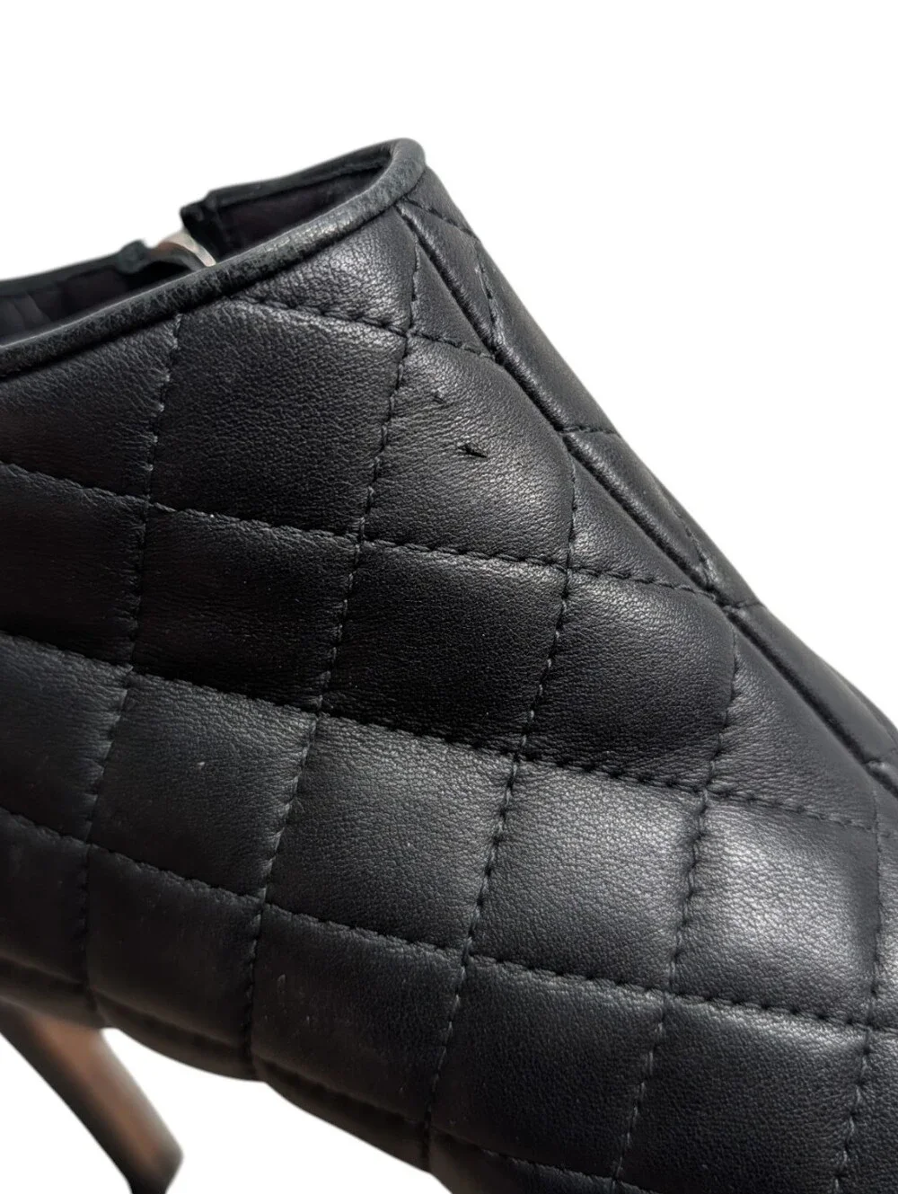 Chanel Black Quilted Leather Interlocking CC Heeled Bootie Boot Size EU 39